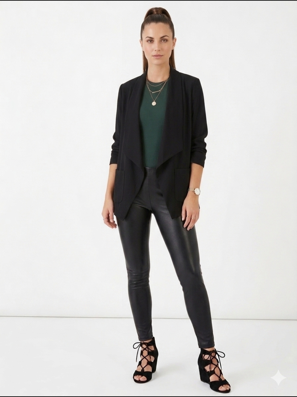 H&M Black Open-Front Flowy Blazer